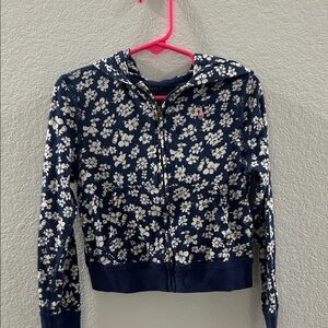 Polo by Ralph Lauren Navy Floral Kids Hooded Zipper Jacket